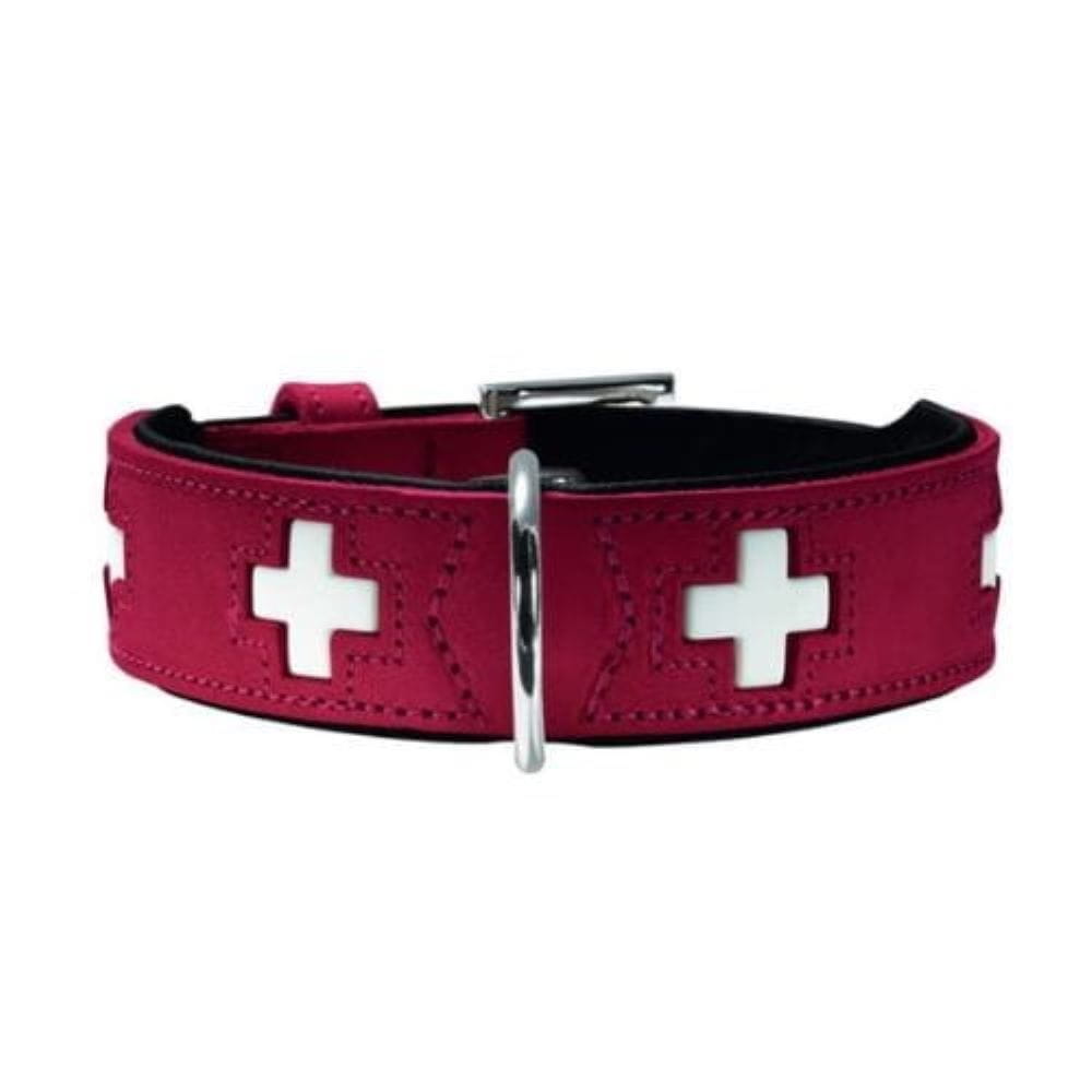 Hunter Swiss – Czerwona Skórzana Obroża dla Dużego Psa