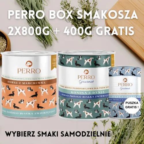 Perro Box smakosza – 2x800 g + 400 g GRATIS