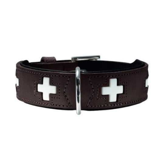 Obroża skórzana Hunter Swiss brązowa dla dużego psa