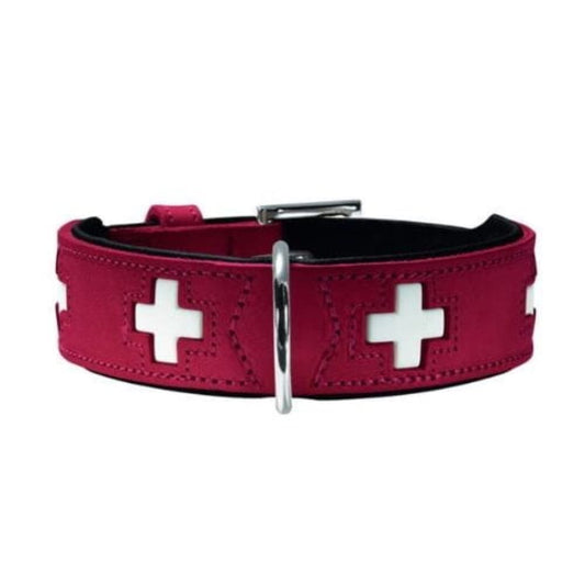Hunter Swiss – Czerwona Skórzana Obroża dla Dużego Psa