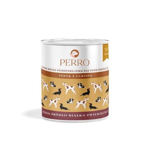 Perro Indyk z Cukinią 850g – Bezzbożowa Mokra Karma z Warzywami