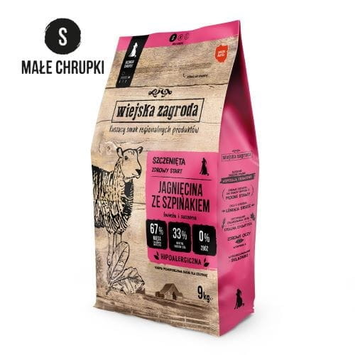 Wiejska Zagroda 9kg – Jagnięcina i Szpinak dla Szczeniąt