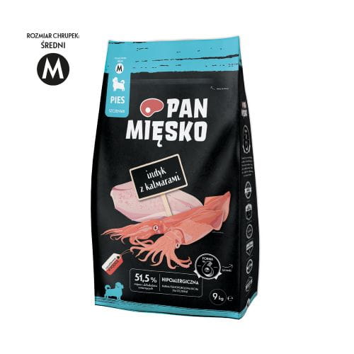 Pan Mięsko Indyk z Kalmarami 9kg – Bezzbożowa Karma Sucha