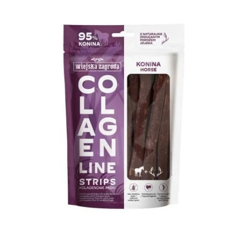 Wiejska Zagroda Kolagenowe Paski z Koniną 100g – Dla Psów Alergików