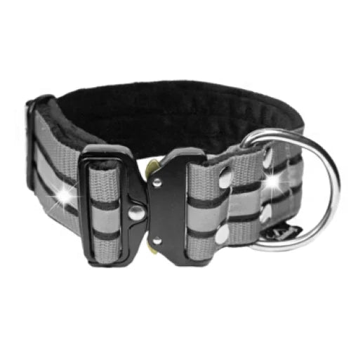 Obroża Hundstaff Buckle Safe XL szara 50–66 cm z odblaskiem i rączką